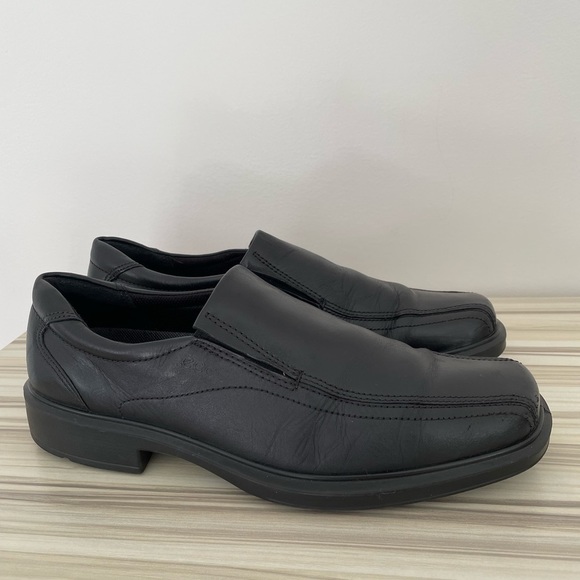 Ecco Other - Ecco Black Real Leather Mens 10 Dress Moccasins Slip On Loafer Shoes Classic